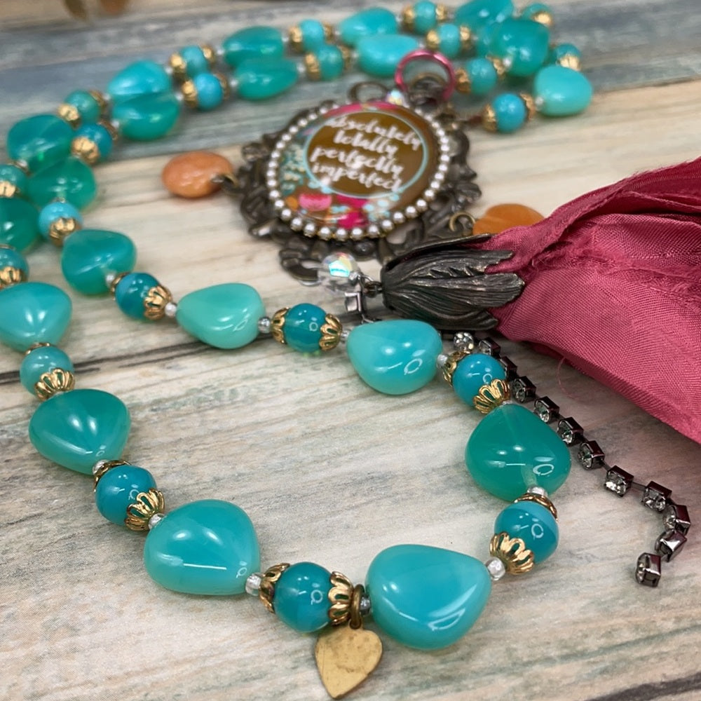 Adorned Crown artisan assemblage totally perfect bezel tassel necklace