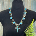 Adorned Crown cowgirl collection turquoise cross key Star charm necklace
