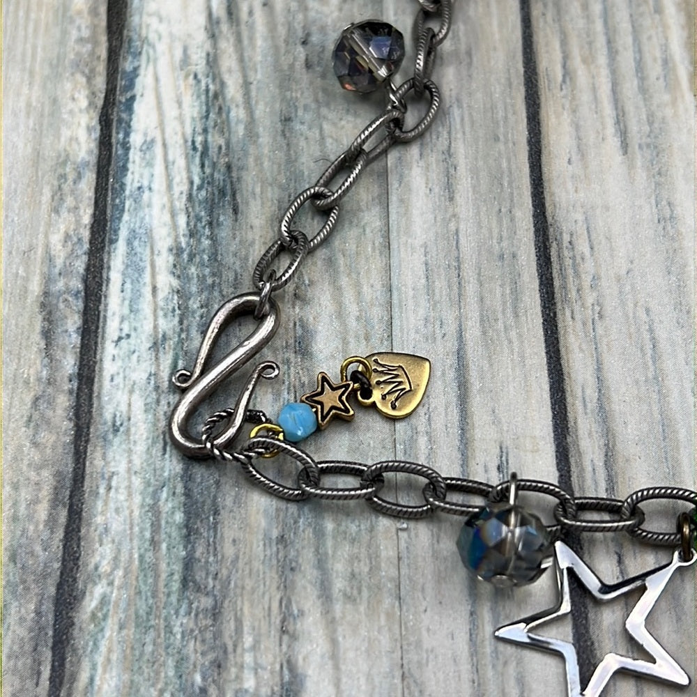 Adorned Crown cowgirl collection turquoise cross key Star charm necklace