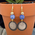 Adorned Crown Jewelry assemblage French oui blue ceramic bead earrings
