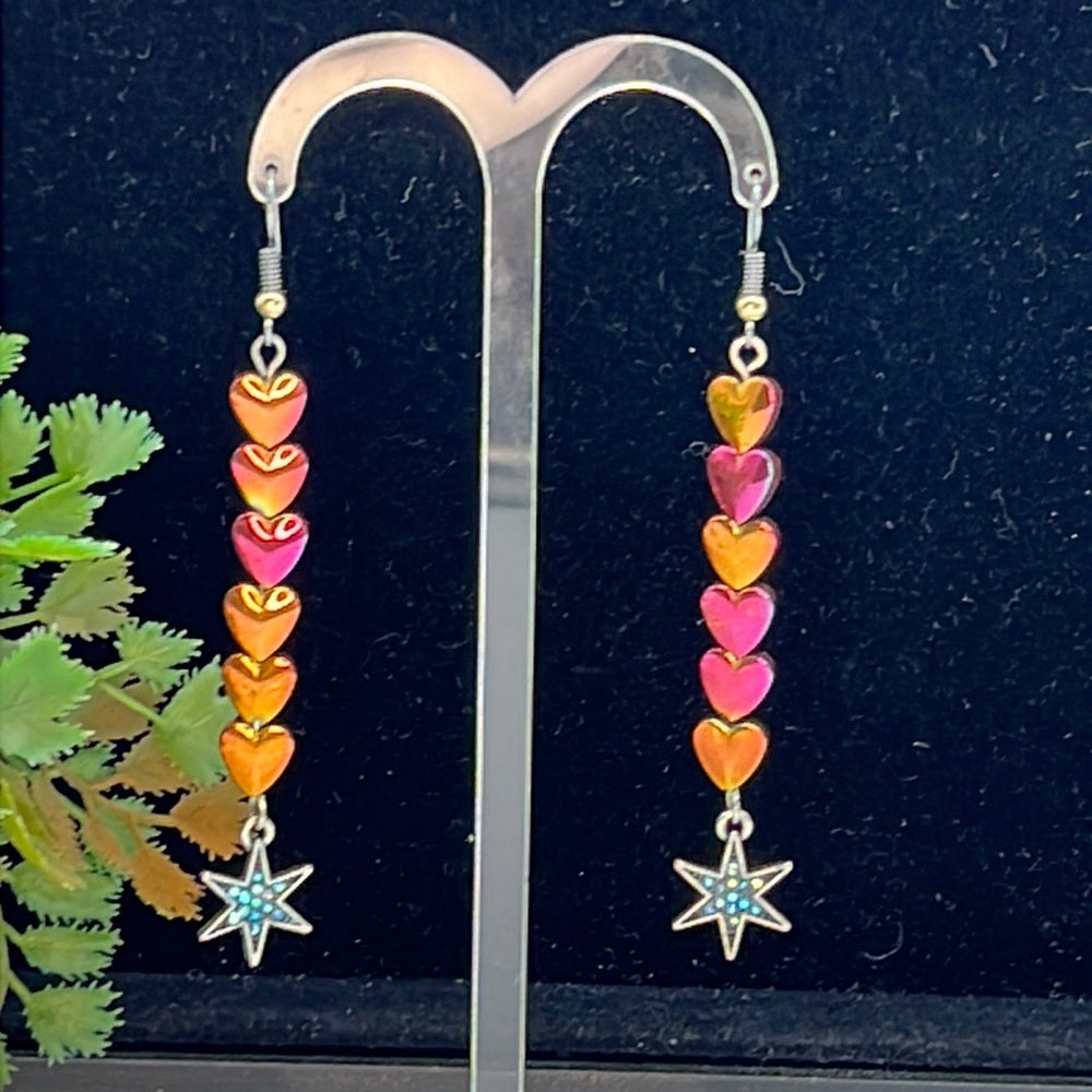 Adorned Crown Jewelry vibrant heart bead blue crystal earrings