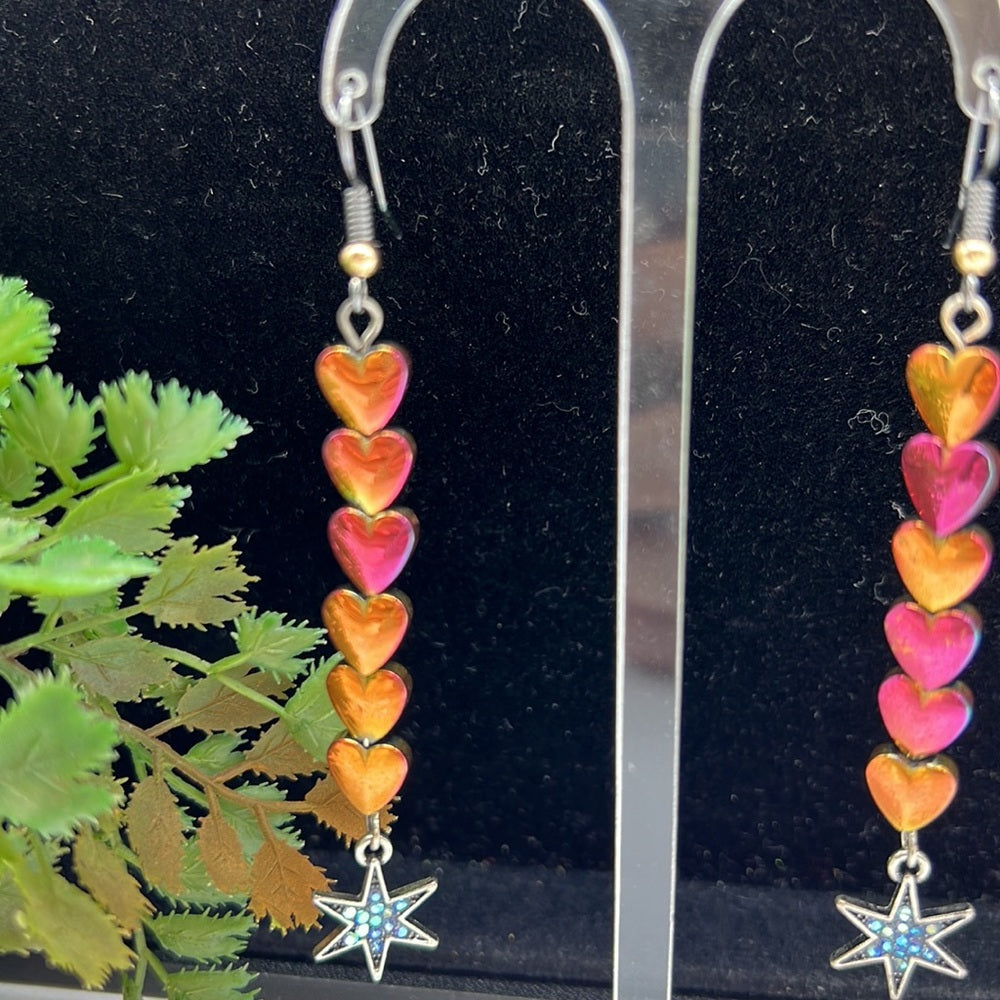 Adorned Crown Jewelry vibrant heart bead blue crystal earrings