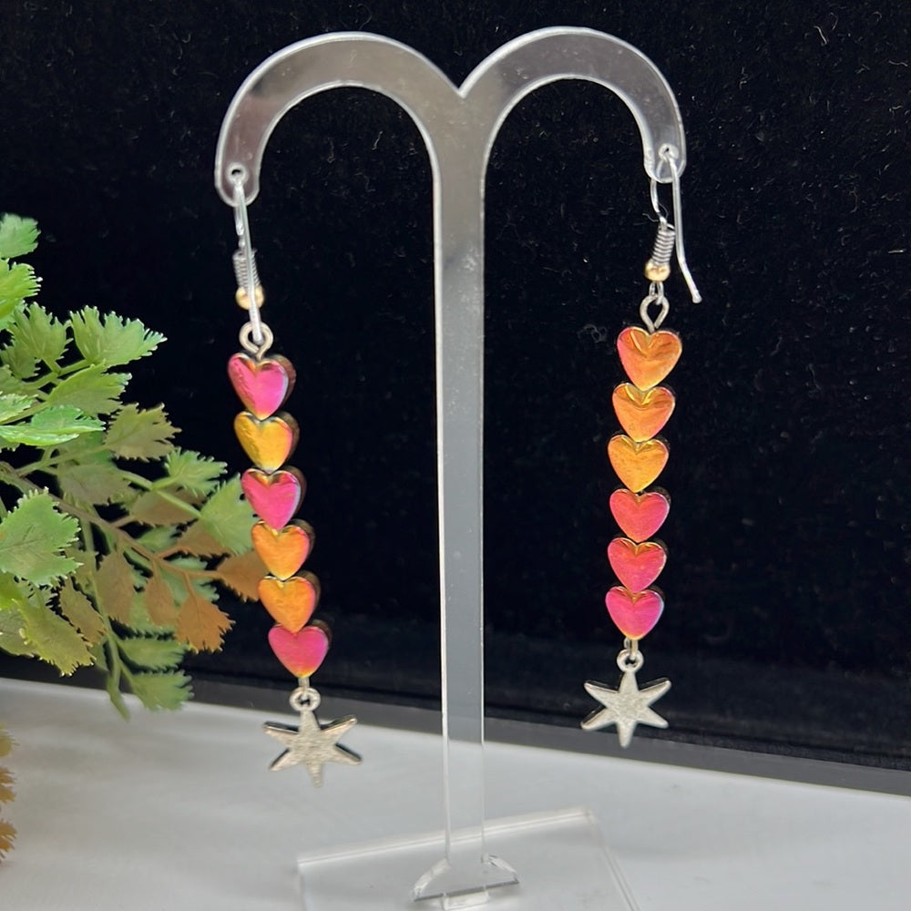 Adorned Crown Jewelry vibrant heart bead blue crystal earrings