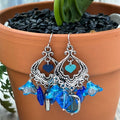 Adorned Crown Assemblage Czech glass Moroccan style shades of blue earrings