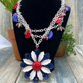 Adorned Crown July 4 Independence Day red white blue flower necklace