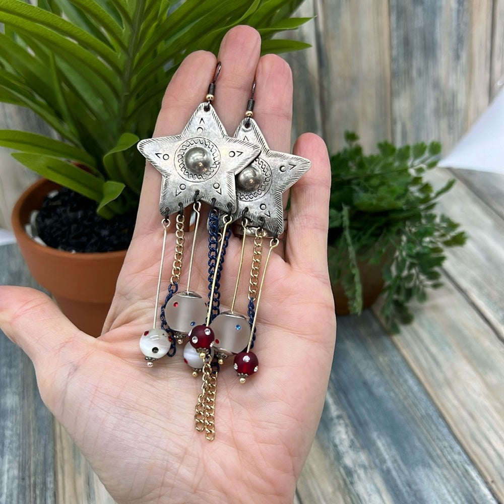 Adorned Crown Jewelry july 4th independence Star spangled earrings