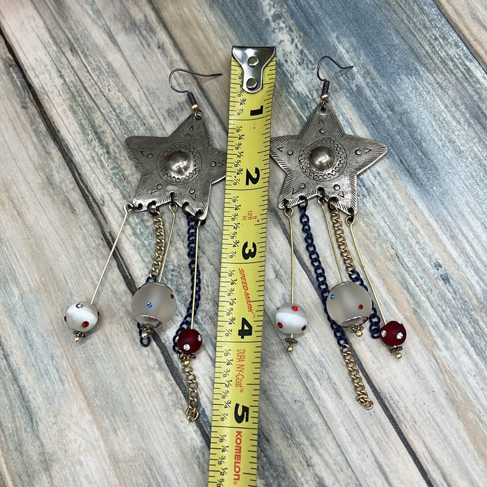Adorned Crown Jewelry july 4th independence Star spangled earrings