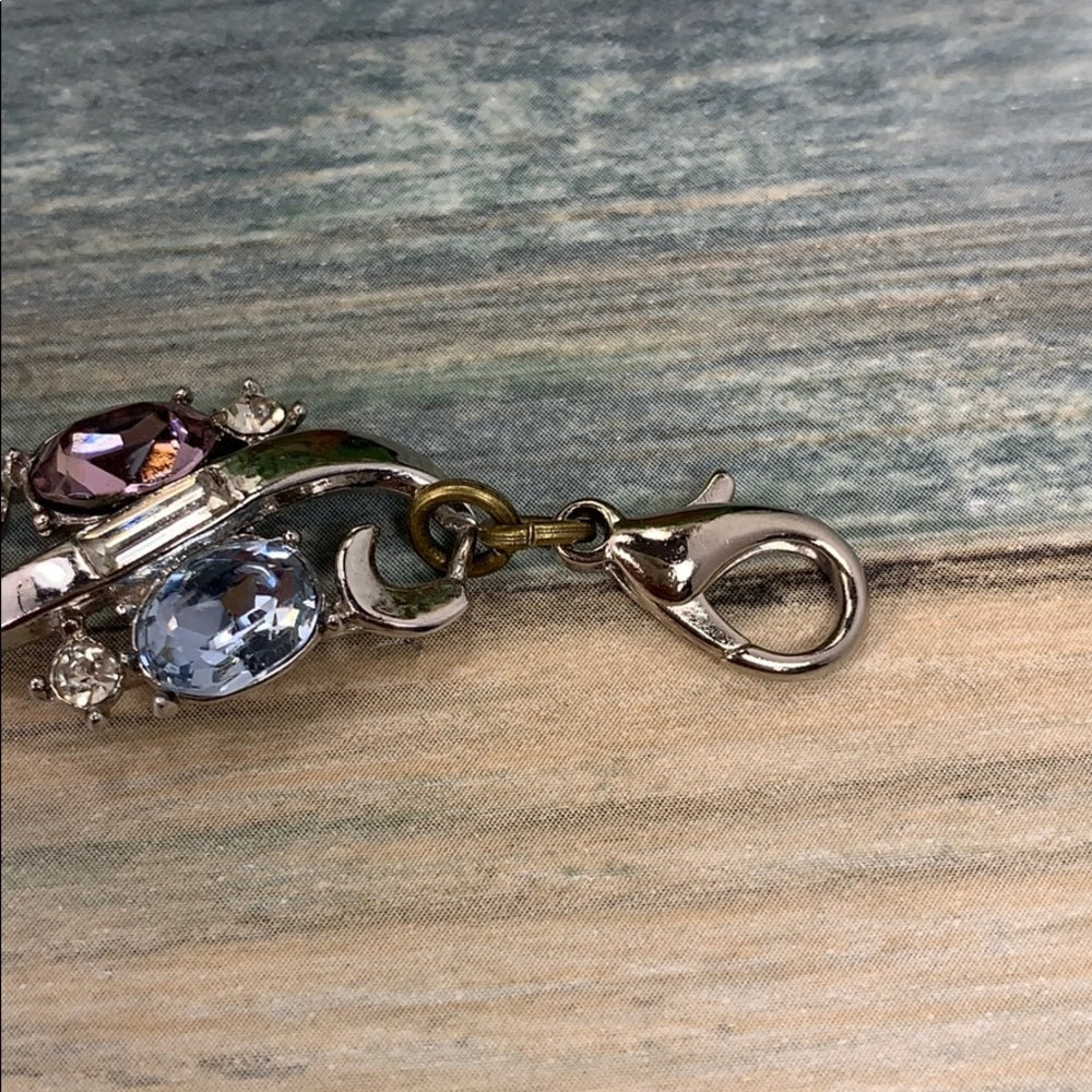 Adorned Crown artisan assemblage purple 
cameo rhinestone bracelet