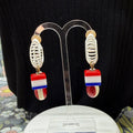 Adorned Crown Jewelry july 4th red white blue spiral bauble earrings