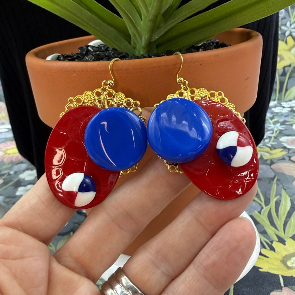 Adorned Crown Jewelry july 4th red white blue bauble earrings