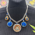 Adorned Crown Jewelry red white blue rhinestone drops necklace