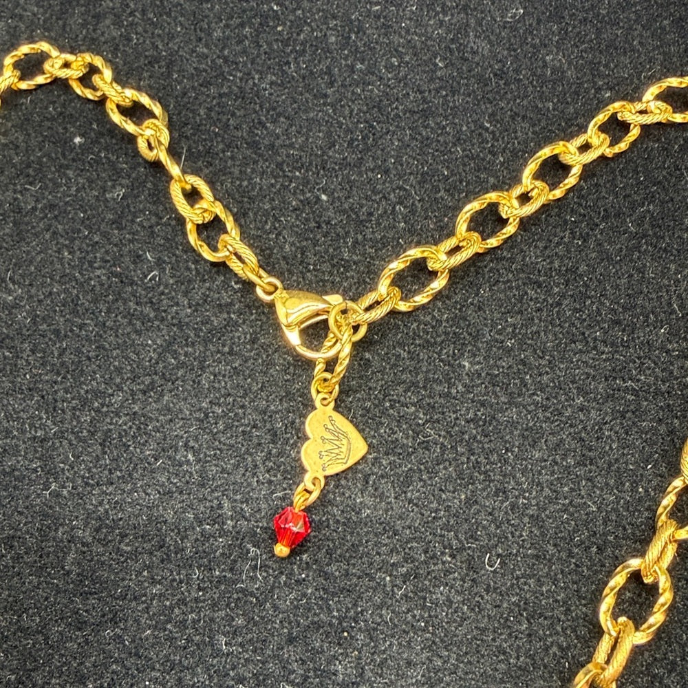 Adorned Crown Jewelry assemblage hummingbird red rhinestone necklace